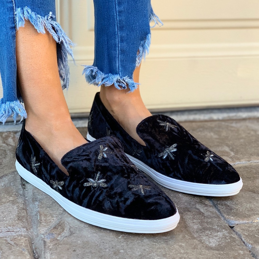 Black Dragonfly Effect Detail  Loafer Sneaker Flat_4